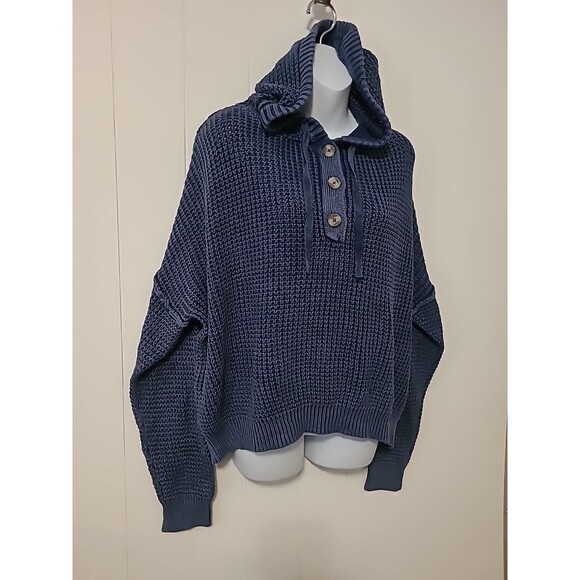 Natural Reflections Sweater Hoodie Womens Size Large Blue Knit Fall Winter - Picture 4 of 10